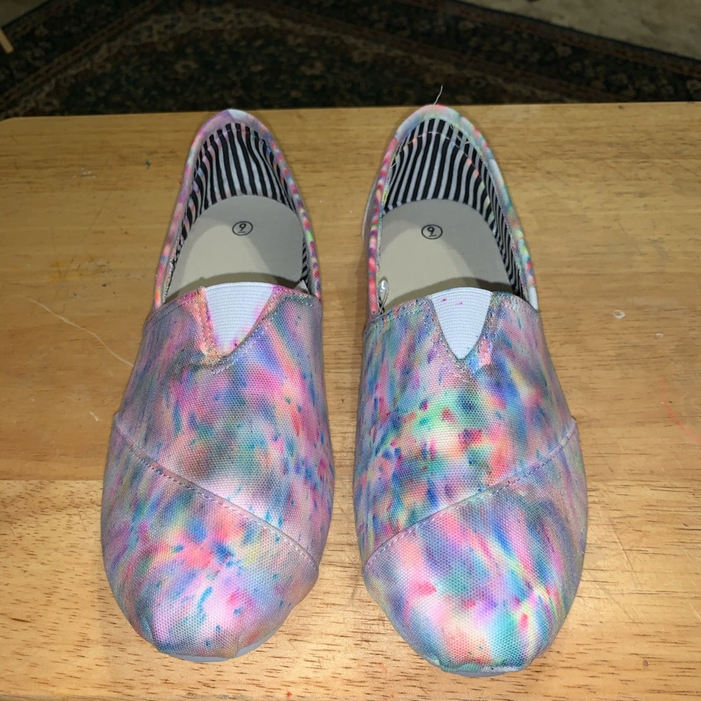 Watercolor hand painted shoes size 9